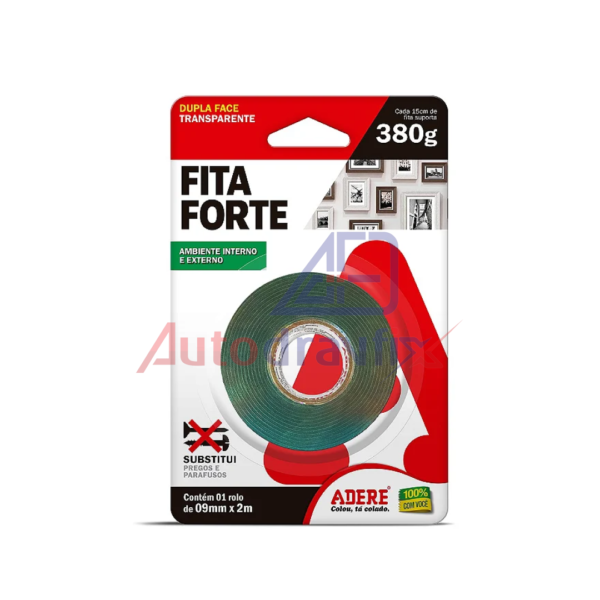 Fita Dupla Face 09mm X 2m Adere M. Acrílica Transp. (fita Forte)